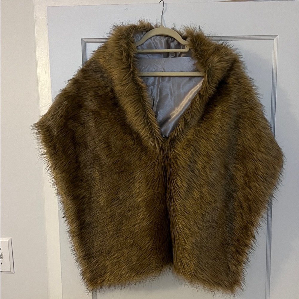 Faux Fur Brown Shawl